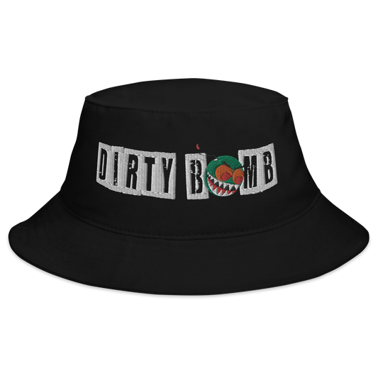 DIRTY BOMB TEXT LOGO BUCKET HAT (WHITE TEXT)